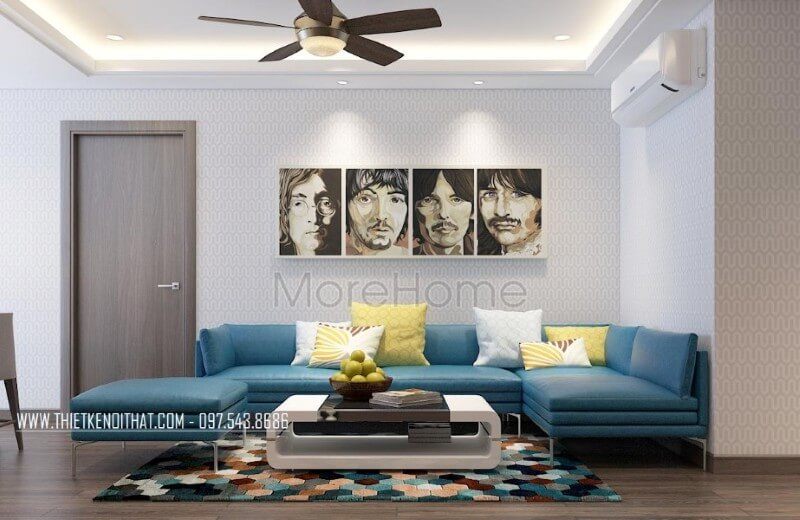 Phòng khách chung cư sẽ trở nên đẹp hơn và ấn tượng hơn khi được trang trí bằng giấy dán tường Hàn Quốc Morehome.